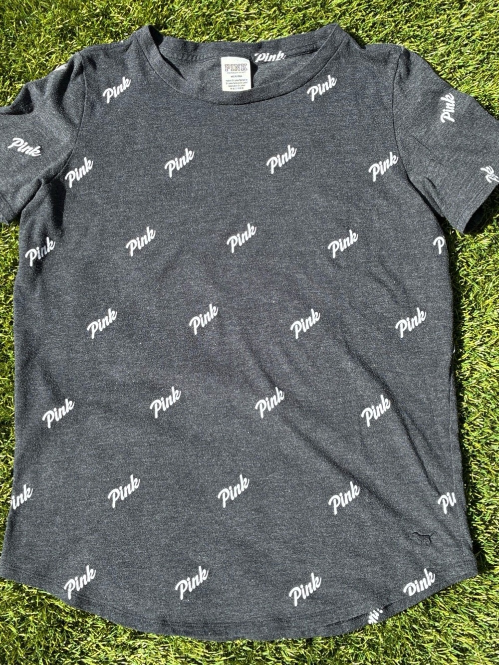 PINK Victoria's Secret Kids Charcoal Short Sleeve Logo Tee